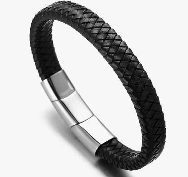 Bracelet Leather Black Band Knot Cuff