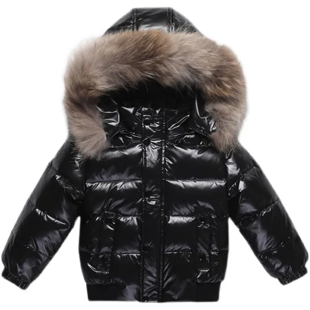 Children's Thick Down Jacket, Natural Real Fur Collar, Detachable Hat, Boys and Girls Clothes, -30 Degrees, 12M-10T, Baby, Winter