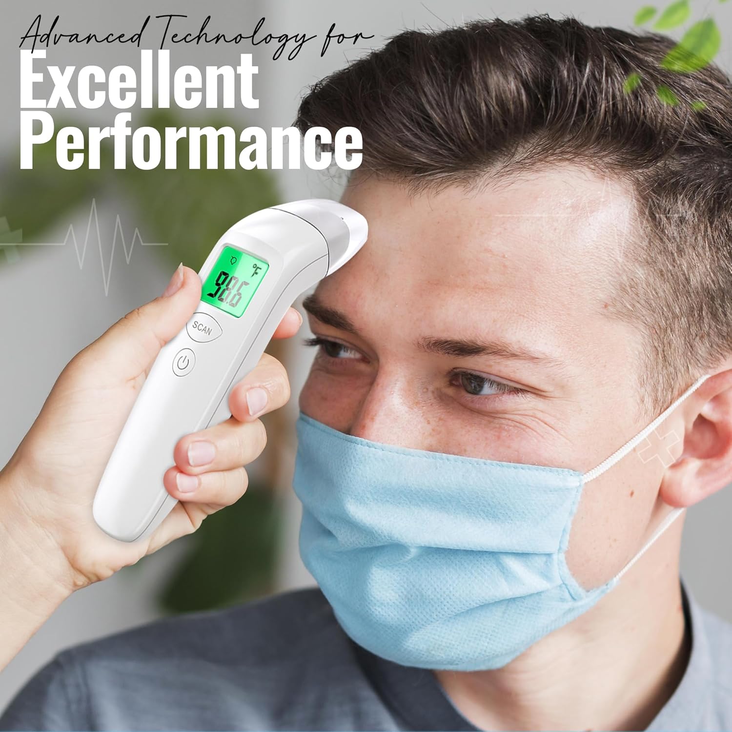 Digital Infrared Forehead Thermometer with Fever Alert - No Touch Adult & Baby Thermometer for Fever Colds & Flu - Non-Contact Body Temperature Gun with Memory Function for Infant Kid Newborn & Family