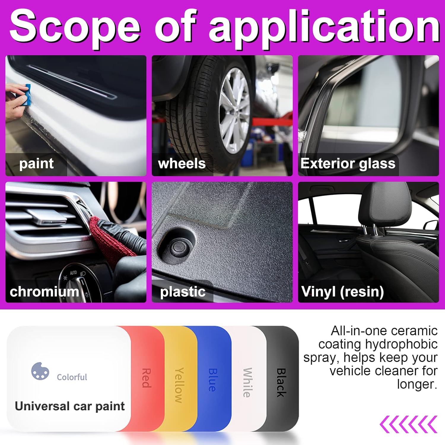 Ceramic Coating Car Wax Spray 4 in 1 Hydrophobic Car Repair, Polish, Waterless Car Wash, and Shine, 100ML Polymer Sealent Top Coat Spray Protection
