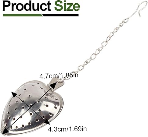 1Pc Heart Shaped Tea Strainer with Chain Stainless Steel Tea Infuser Loose Tea Spice Filter Diffuser Teaware Silver