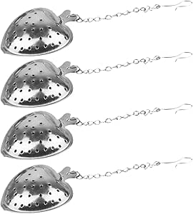 1Pc Heart Shaped Tea Strainer with Chain Stainless Steel Tea Infuser Loose Tea Spice Filter Diffuser Teaware Silver