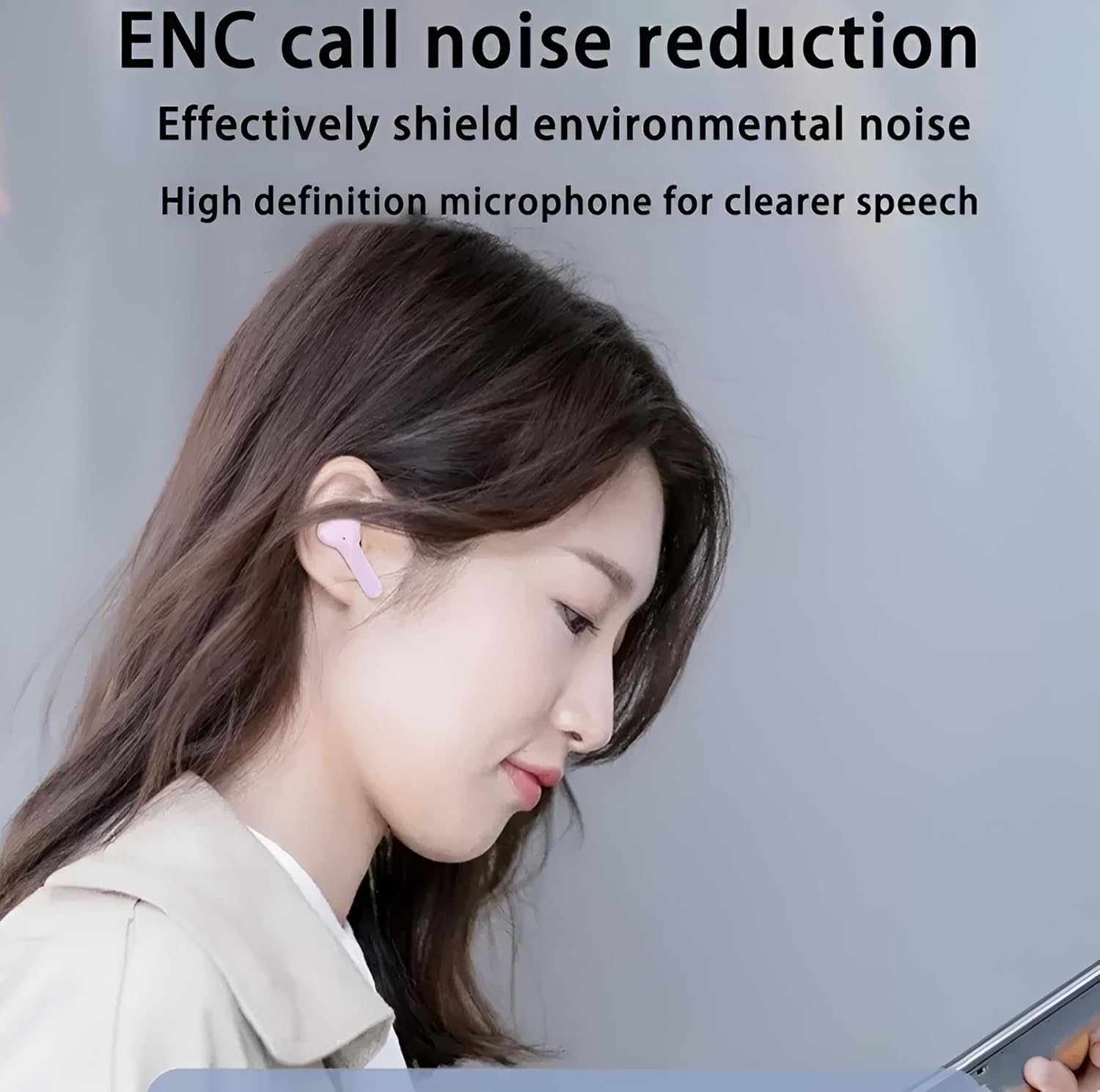 Wireless Earbuds, Bluetooth 5.3 Headphones in Ear with HiFi Stereo Bass, 4 ENC Noise Cancelling Mics Earphones 20H Playtime, Bluetooth Earbuds LED Display, IPX4 Water Resistant, USB-C Fast Charge