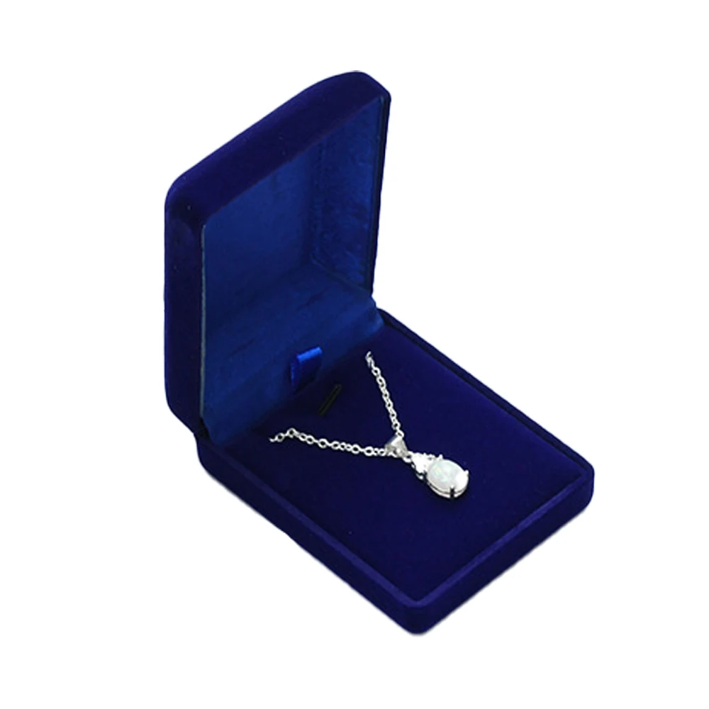 1pc Velvet Pendant Necklace Box Jewelry Gift Storage Display Case for Christmas Wedding Engagement Birthday Anniversary Package