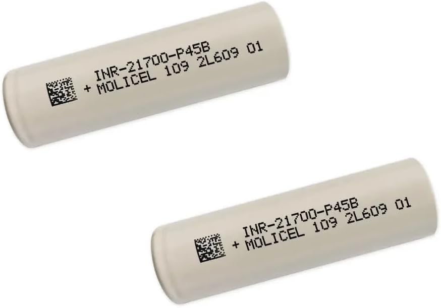 Molicel P45B 4500 mAh 45A 2I700 Double High Amp Flat Top Rechargable Battery Ultra-High Power High Speed Charging Perfect for Micro-mobility, Home Appliances No Nicotine