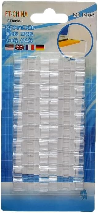 Plastic small wires organizer with double adhesive set of 20 pieces - transparent