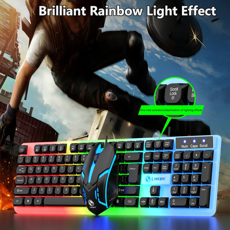 Mechanical Keyboard And Mouse Set Hot-Swappable Gaming Wired Keyboard RGB Light For Mac Windows Computer PC Gamers Laptop Office