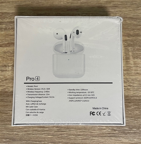 Wireless Bluetooth Earphones TWS Model Pro4 in Charging Case (White)