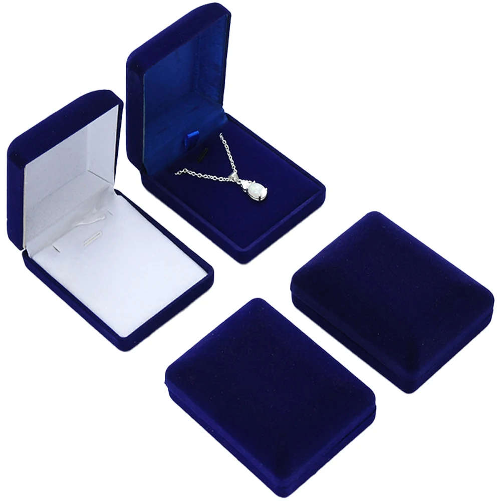 1pc Velvet Pendant Necklace Box Jewelry Gift Storage Display Case for Christmas Wedding Engagement Birthday Anniversary Package
