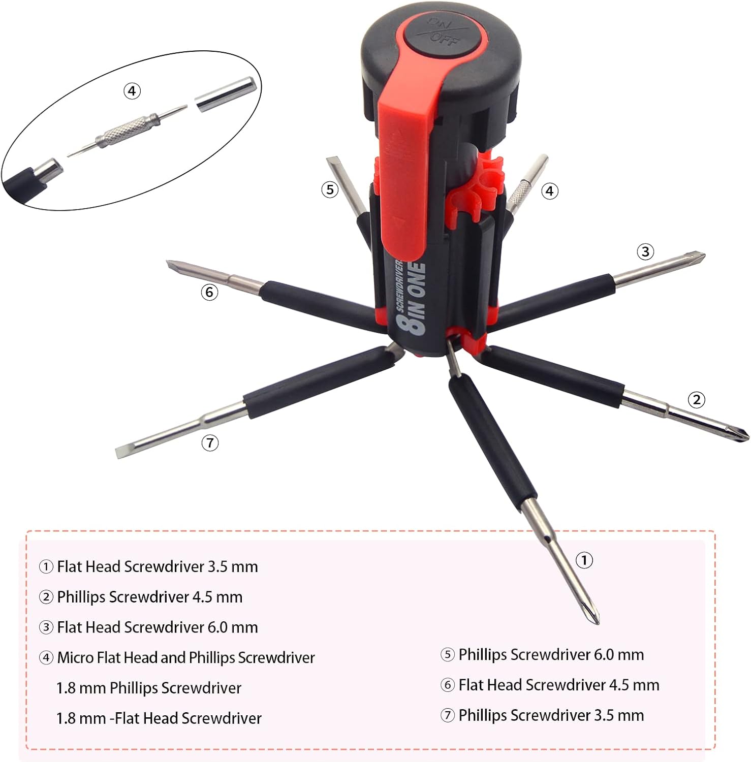 8 in 1 Multifunction Screwdriver Tool Set with LED Torch Flashlight for DIY Maintenance, Home, Kitchen, Nightwork Repair and More
