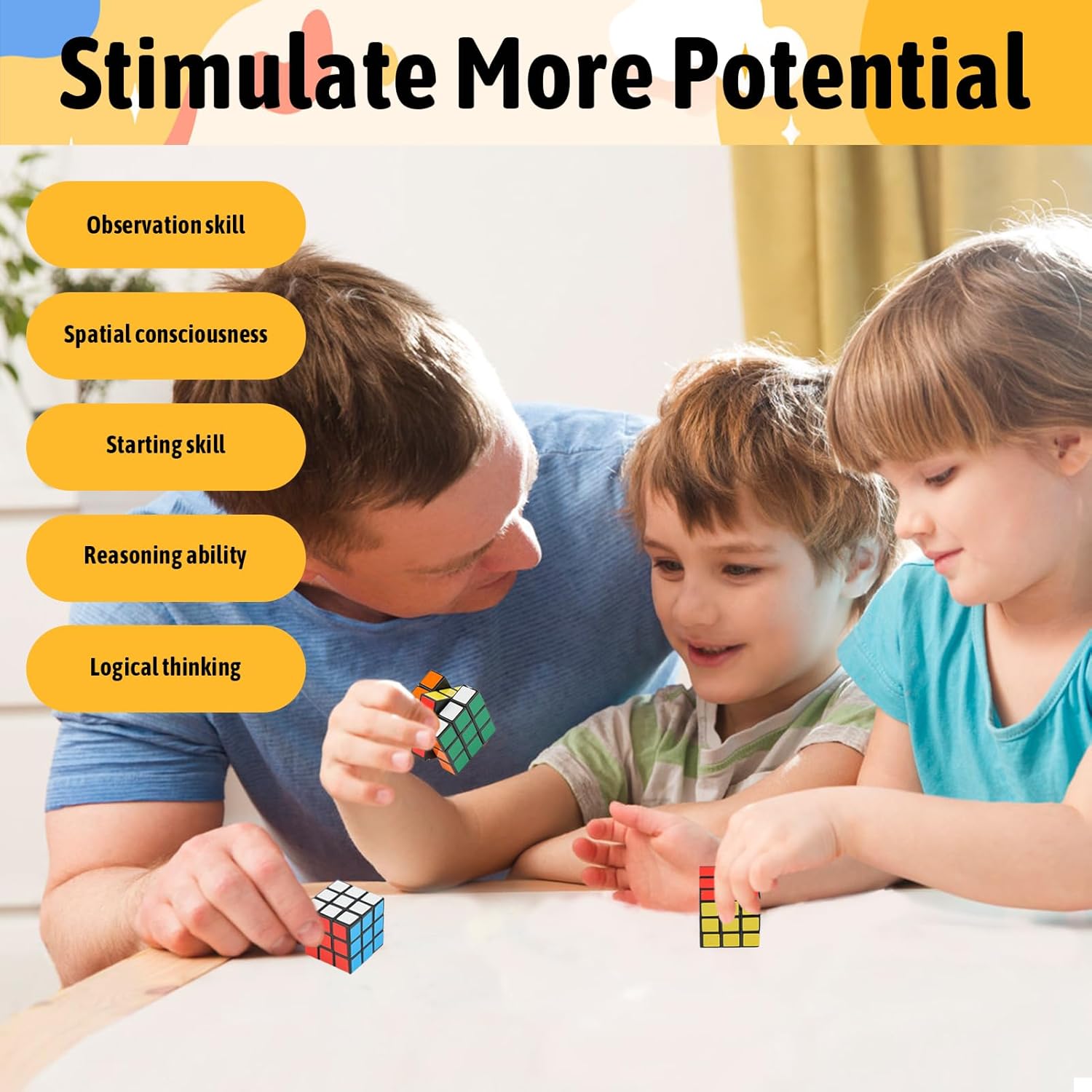 18PCS Party Puzzles Mini Magic Cubes Set Portable 3x3cm Rubix Cubes Party Bags Fillers for Kids Adults and Elderly Educational Gift Party Favors Brain Teaser Puzzle Game for Boys Girls