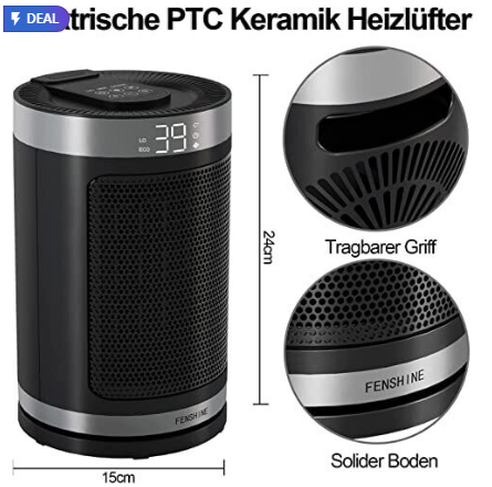 Space heater, 1500W Space Heater Portable ceramic heater energy efficient, 12H Auto-Off Programmable Quiet Space Heater for Indoor Bedroom Living Room