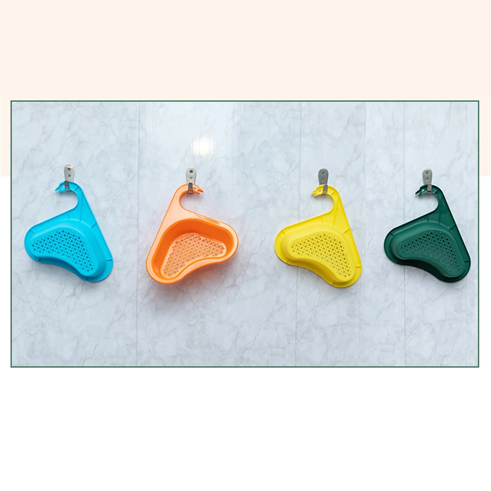 Kitchen Sink Drain Strainer Basket Leftover Garbage Filter  Swan Shape Hanging Vegetable Washing Drainer Triangular Storage Rack