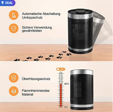 Space heater, 1500W Space Heater Portable ceramic heater energy efficient, 12H Auto-Off Programmable Quiet Space Heater for Indoor Bedroom Living Room