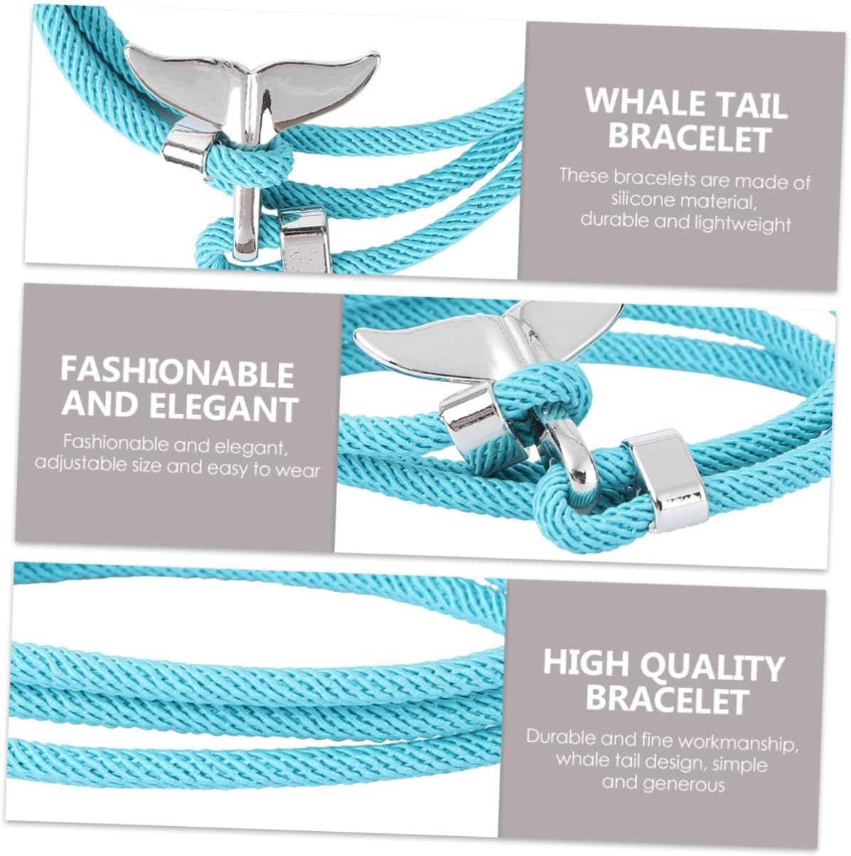 VALICLUD 3 Pcs Whale Tail Bracelet Couple Wrist Wraps Daily Wearing Accessory Line Bracelet Rope Cuff Bracelet Hand Ornament Bracelets Stylish Bracelet Silica Gel Jewelry Lovers Do Not Fade