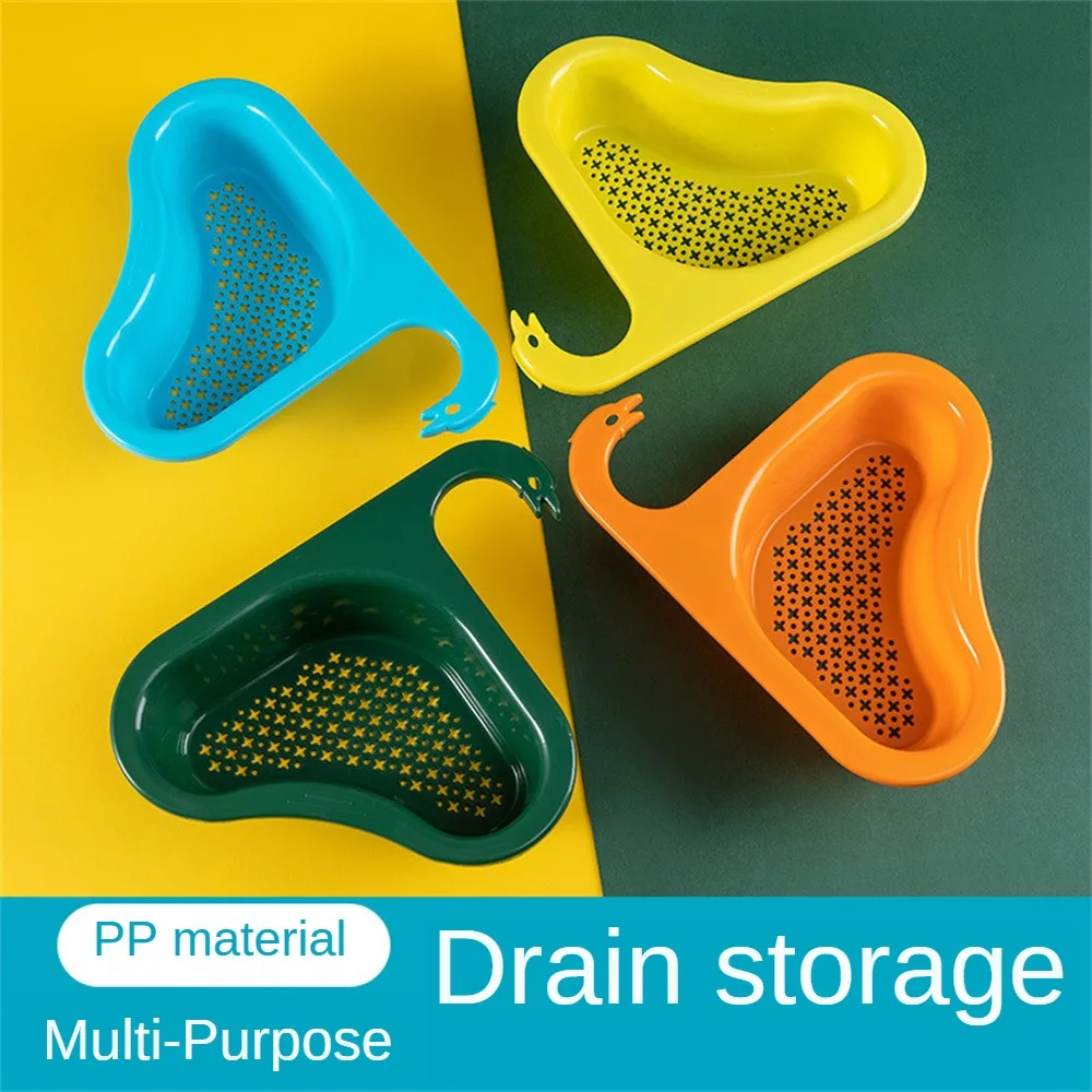 Kitchen Sink Drain Strainer Basket Leftover Garbage Filter  Swan Shape Hanging Vegetable Washing Drainer Triangular Storage Rack