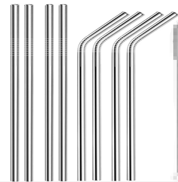 8 Pcs Metal Drinking Straws Stainless Steel Straws Long Dishwasher Safe, Reusable Metal Drinking Straws