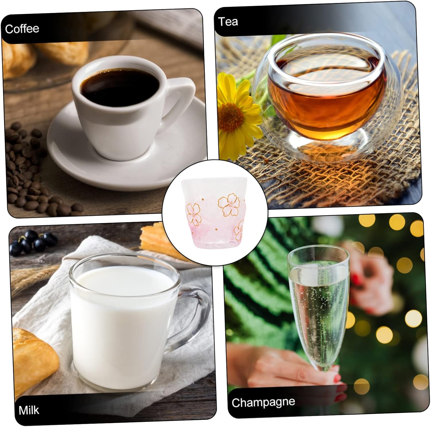 KICHOUSE Milk Holder Martini Cup Tumbler Cup Cocktail Decorations for Drinks Multi-Function Cup Cocktail Garnish Clear Cocktail Cups Wine Clear Tumblers Glass Japanese-Style Transparent Cup