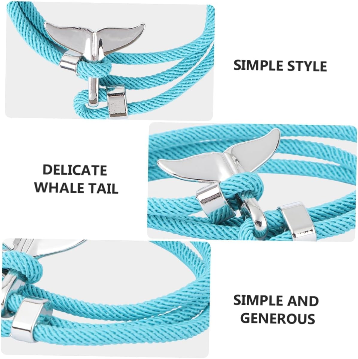 VALICLUD 3 Pcs Whale Tail Bracelet Couple Wrist Wraps Daily Wearing Accessory Line Bracelet Rope Cuff Bracelet Hand Ornament Bracelets Stylish Bracelet Silica Gel Jewelry Lovers Do Not Fade