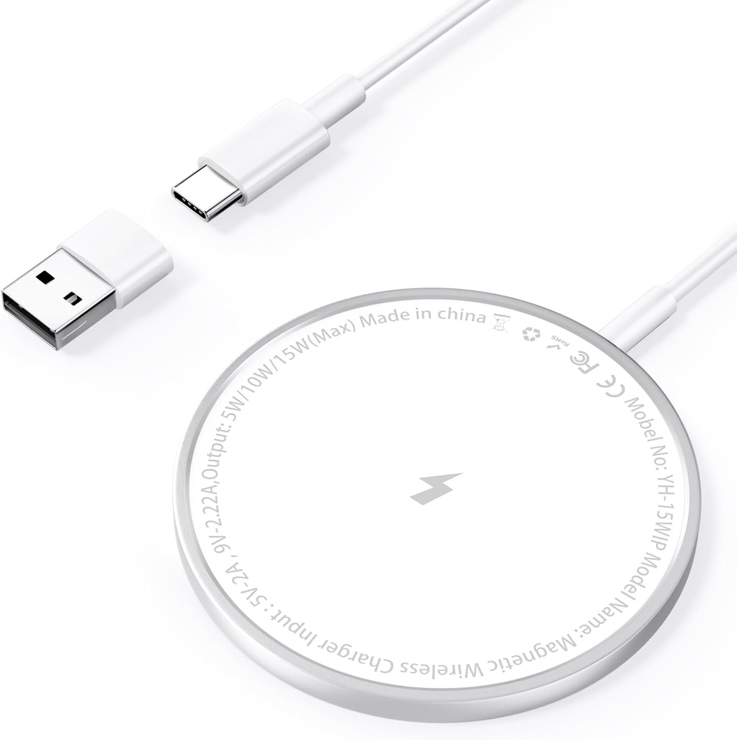 15W Wireless Charger iPhone Charging Pad, Mag-Safe Charger for Apple iPhone 15 Pro Max/15 Pro/15 Plus/15/14/14 Pro Max/13/12/AirPods Pro,Magnetic Wireless iPhone Charger Fast Charge iPhone Charger Pad
