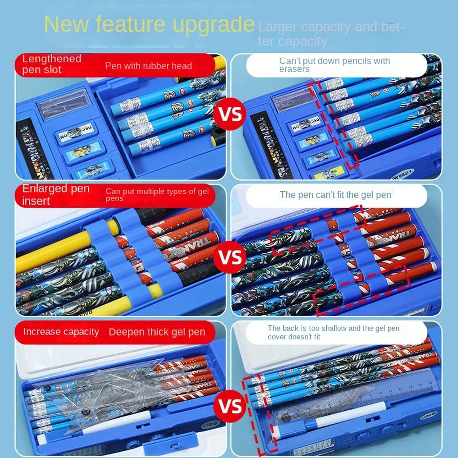 DEEYIN pencil cases Cartoon pattern pencil case multifunctional cute multi-layer pencil case primary school student gift