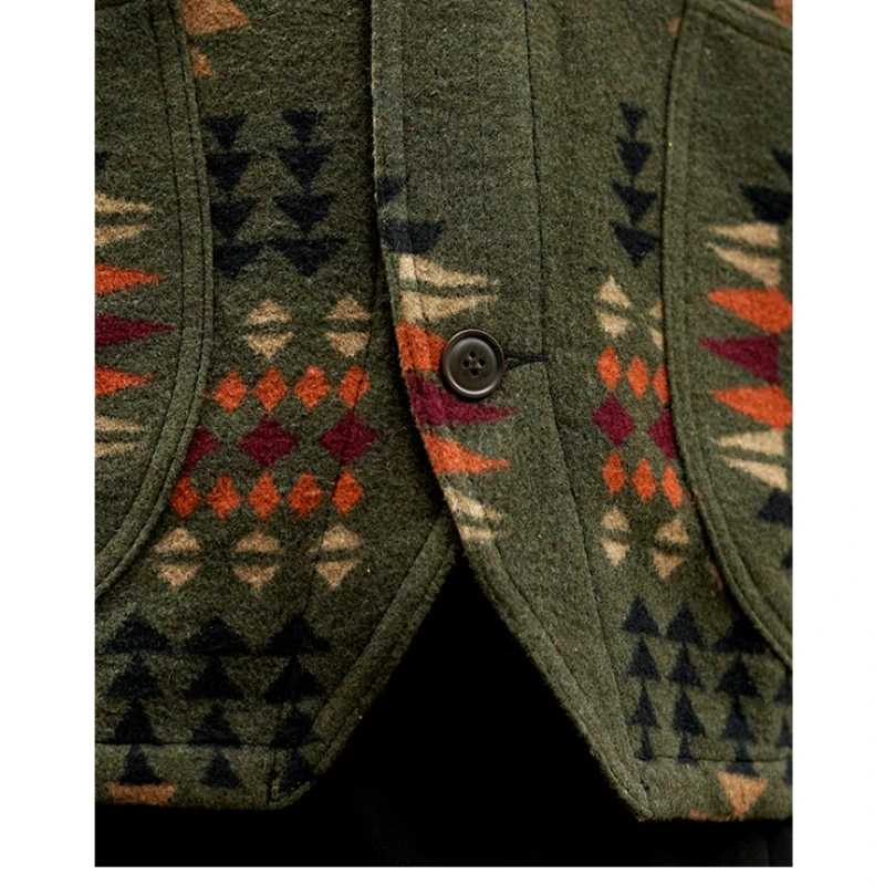 Men's Vest Tweed Wool Totem Multi-pockets Safari Biker Cowboy Sleeveless Jackets Autumn Winter Gilet Vintage Western Waistcoat