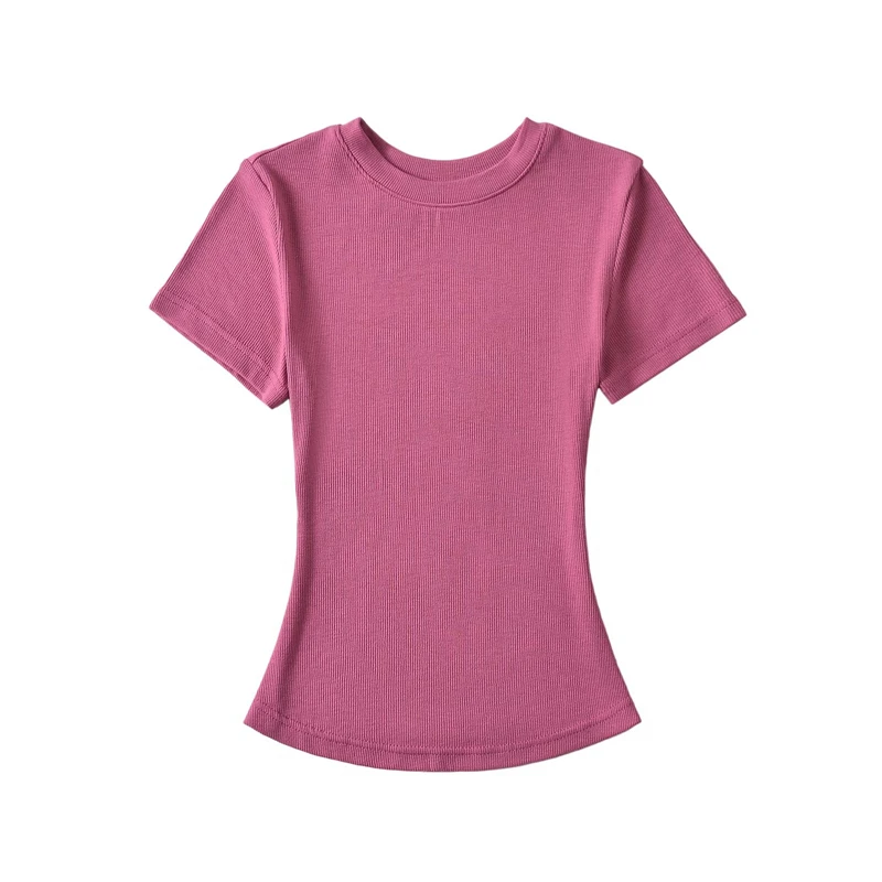 2025 Summer Sexy Women Basic O-neck Short Sleeve T-shirt Ladies Slim Elasticity Cotton Tee Tops multiple color
