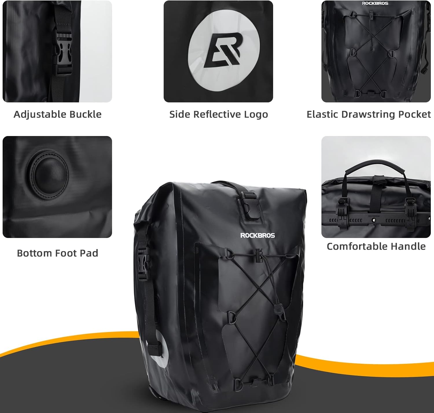 ROCKBROS Bike Pannier Bag 25L-32L 100% Waterproof Rear Rack Bike Bag Bicycle Bag for Rear Carrier Bike Handbag for Cycling Touring Travelling