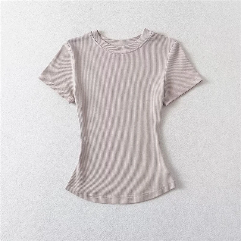LUNDUNSHIJIA 2024 Summer Sexy Women Basic O-neck Short Sleeve T-shirt Ladies Slim Elasticity Cotton Tee Tops 12 Colors