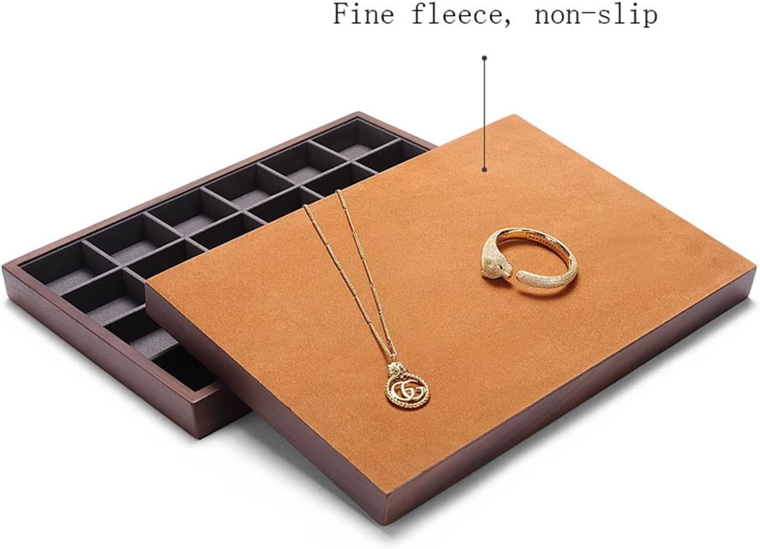 Jewelry Display Stand Earring Organizer Tray Stackable Velvet Jewelry Trays Organizer, Jewelry Storage Display Trays for Drawer, Earring Necklace Bracelet Ring Organizer, 24 Grids Jewelry Holder ( Col