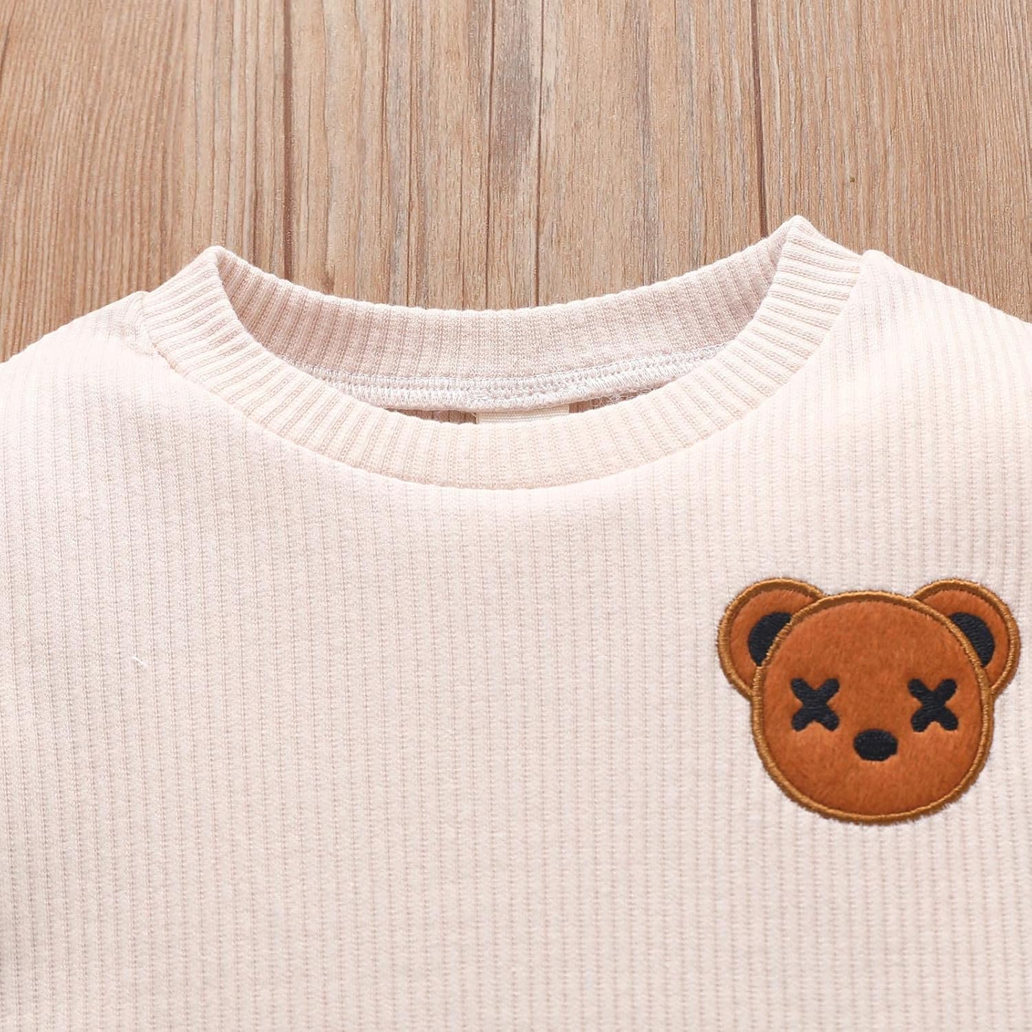 MaNMaNing Baby Boys Clothes Set Newborn Infant Baby Girls Boys Winter Ribbed Long Sleeve Bear Prints Shirt Tops Trousers 2Pcs Outfits Clothes Set Baby Girl Clothes