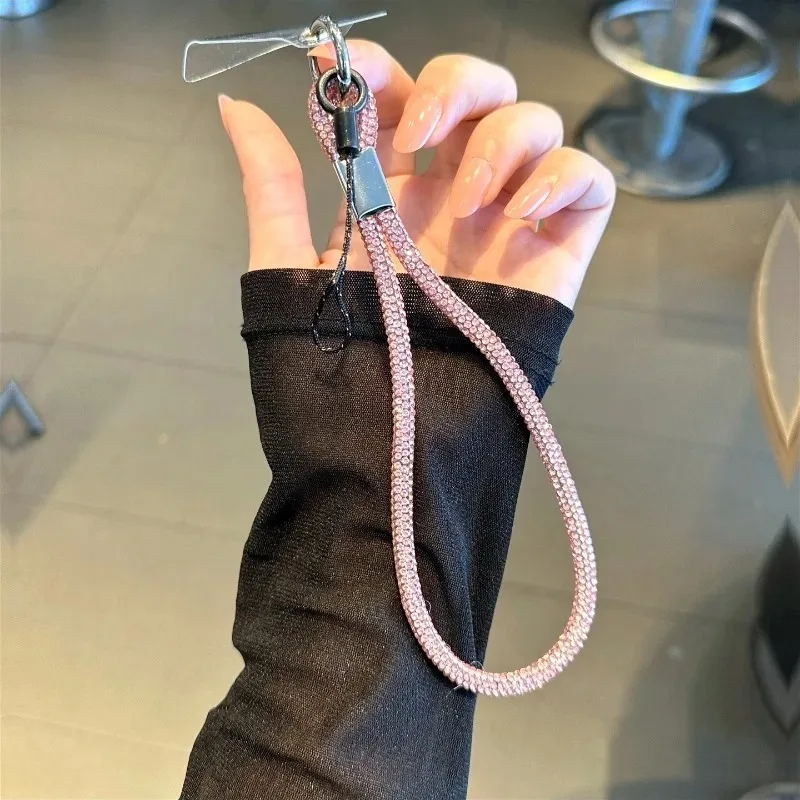 Glitter Flashy Rhinestone Cell Phone Charm Lanyard for iPhone Diamond Crystal Phone Wrist Straps Keychain Hanging Anti-lost Rop