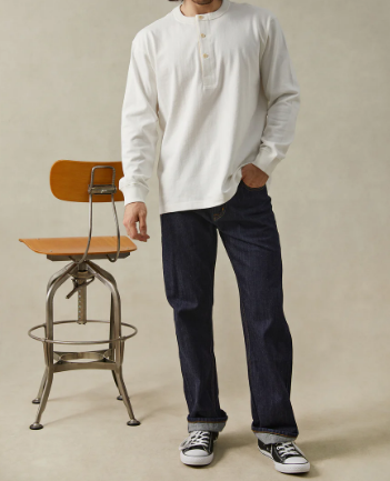 1930s Loopwheel Cotton Henley Shirt