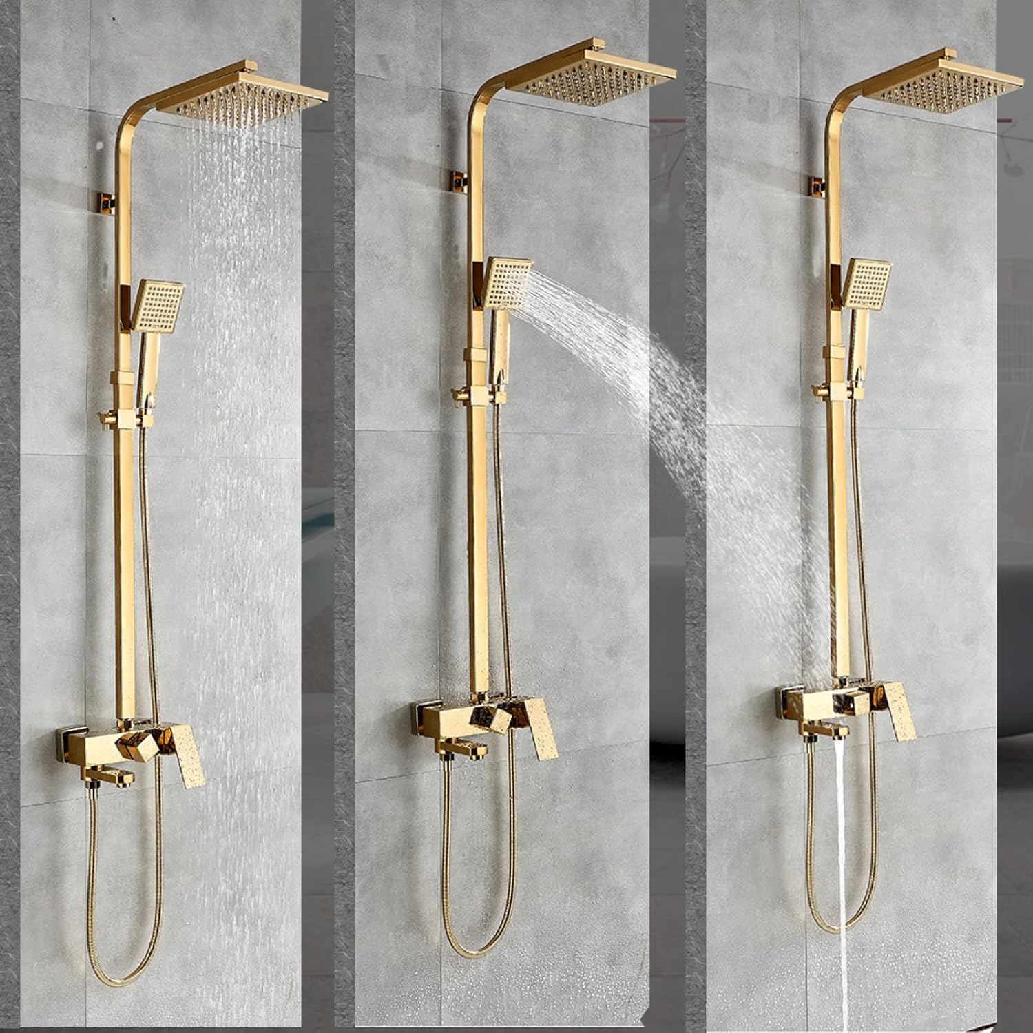 CZKVKTER Golden Bathroom Shower Faucet Set Gold Rainfall Shower Mixer Crane Wall Mounted with Hand Shower Bath Rain Column Tap,Shower Faucet a/Shower Faucet a