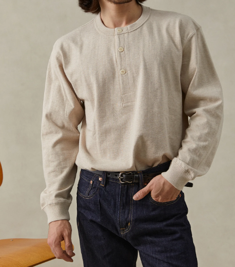1930s Loopwheel Cotton Henley Shirt