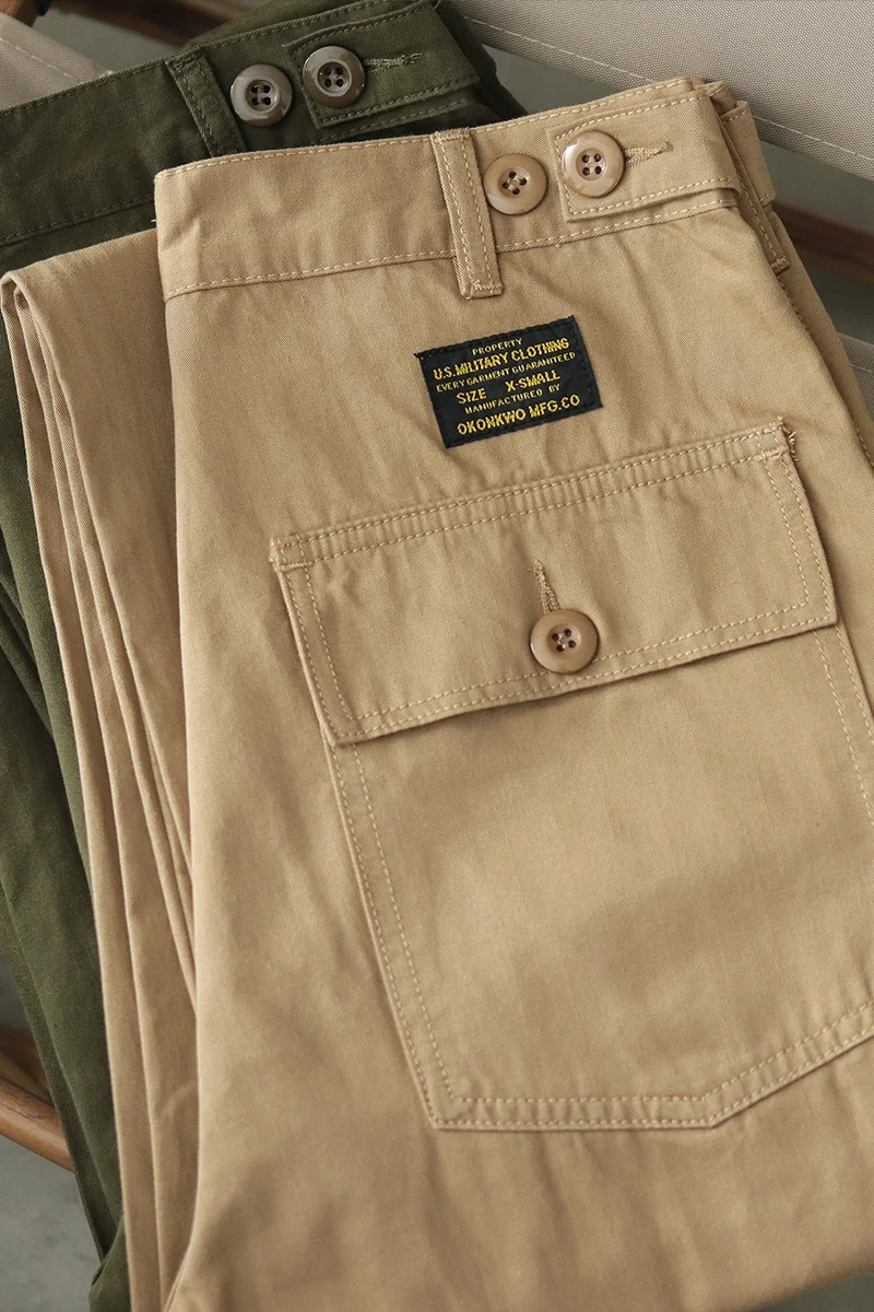 Spring and Autumn New American Retro Tooling Pants Men's Fashion Army Green OG107 Military Pants Loose Casual Straight Overalls