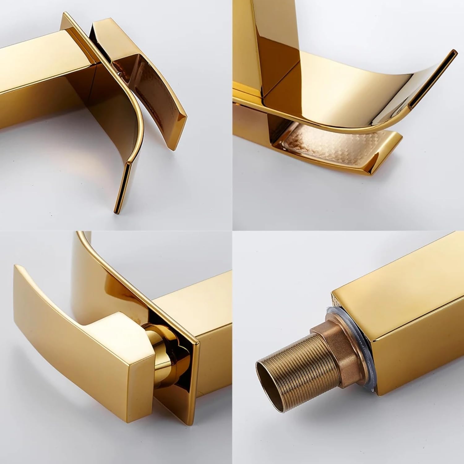 Basin Faucets Gold Brass Faucet Square Bathroom Sink Faucet Single Handle Deck Mounted Toilet Hot and Cold Mixer Water Tap