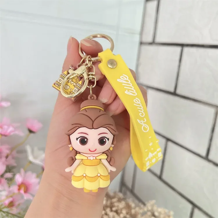 Disney Princess Snow White Elsa Anime Cartoon Pendant Keychain Holder Car Keyring Mobile Phone Bag Hanging Jewelry Kids Gifts