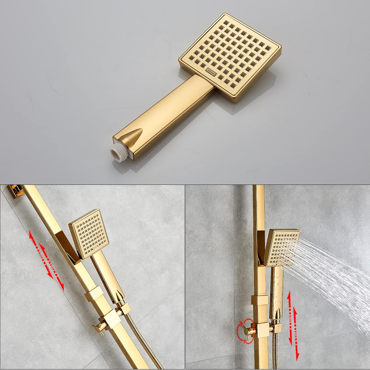 CZKVKTER Golden Bathroom Shower Faucet Set Gold Rainfall Shower Mixer Crane Wall Mounted with Hand Shower Bath Rain Column Tap,Shower Faucet a/Shower Faucet a