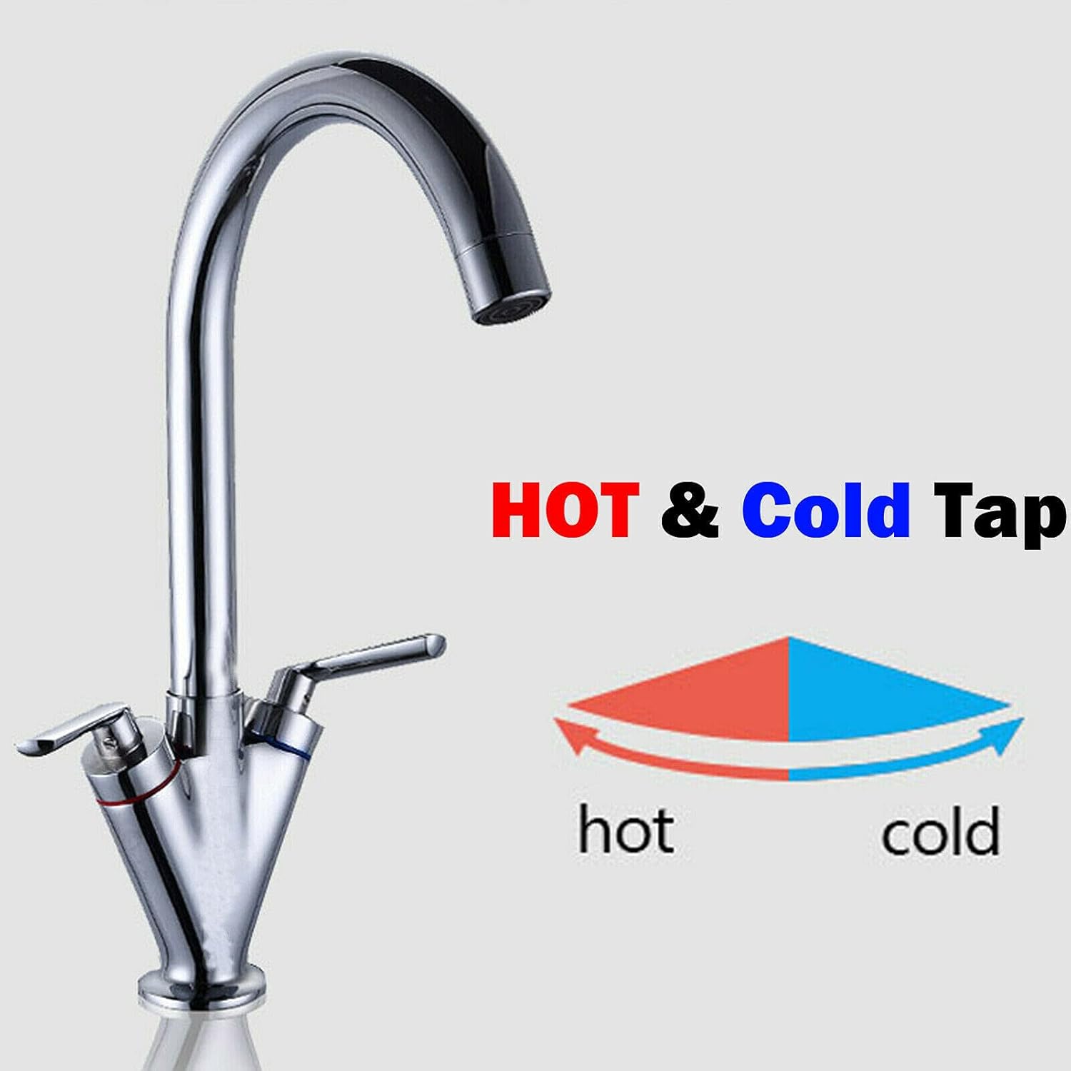 Kitchen Sink Mixer Taps Twin Dual Lever Spout Chrome Modern Kitchen Sink Basin Mono Brass Faucet Swivel 360° with Hose Chrome Faucet