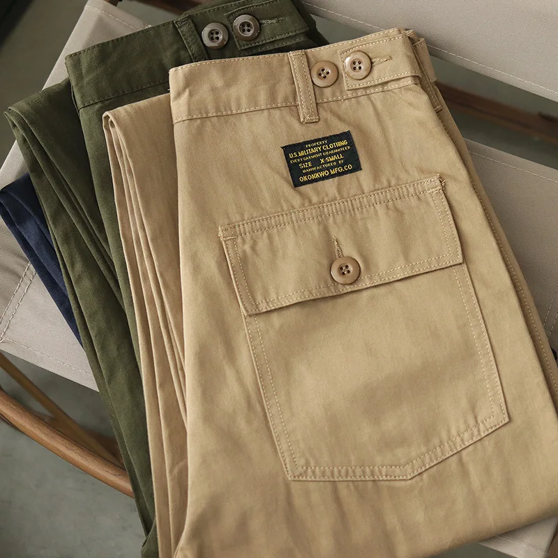 Spring and Autumn New American Retro Tooling Pants Men's Fashion Army Green OG107 Military Pants Loose Casual Straight Overalls