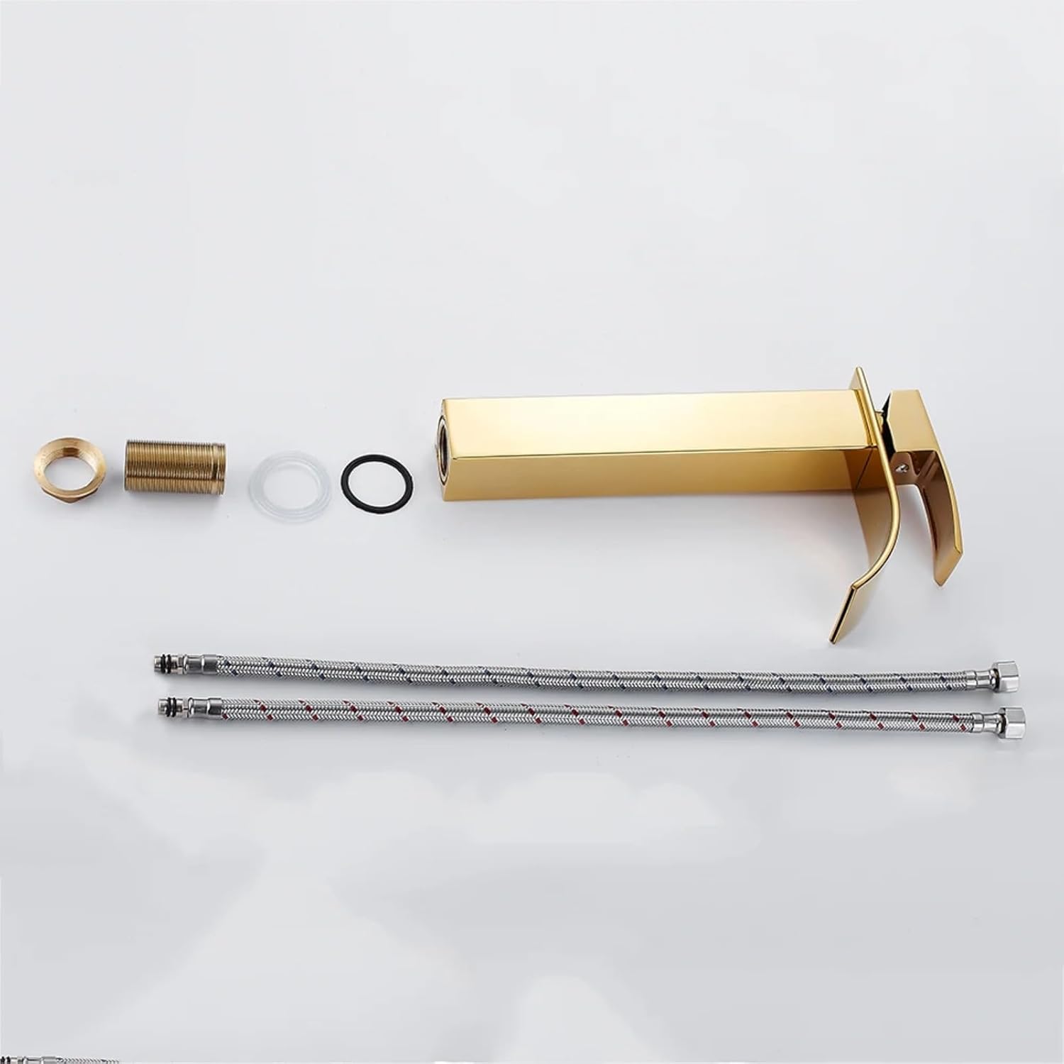 Basin Faucets Gold Brass Faucet Square Bathroom Sink Faucet Single Handle Deck Mounted Toilet Hot and Cold Mixer Water Tap