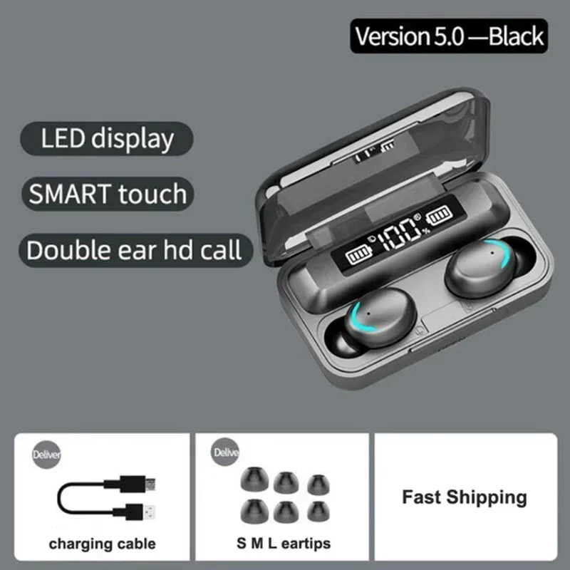 F9-5C Headphones Bluetooth Earphones Smart Earbuds Wireless Headset Wholesale Women Sport Men Display HiFi Microphones PK M25