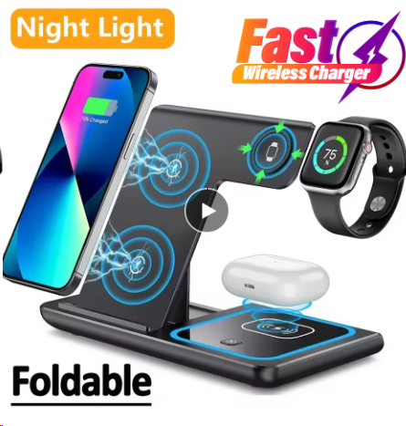 Wireless Charging Station 3 in 1, 18W Fast Foldable Wireless Charger