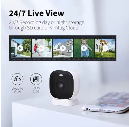 VIMTAG Outdoor Mini Camera WiFi 4MP Waterproof Color Night Vision 2-Way Audio AI Detect Security Cam IP Surveillance
