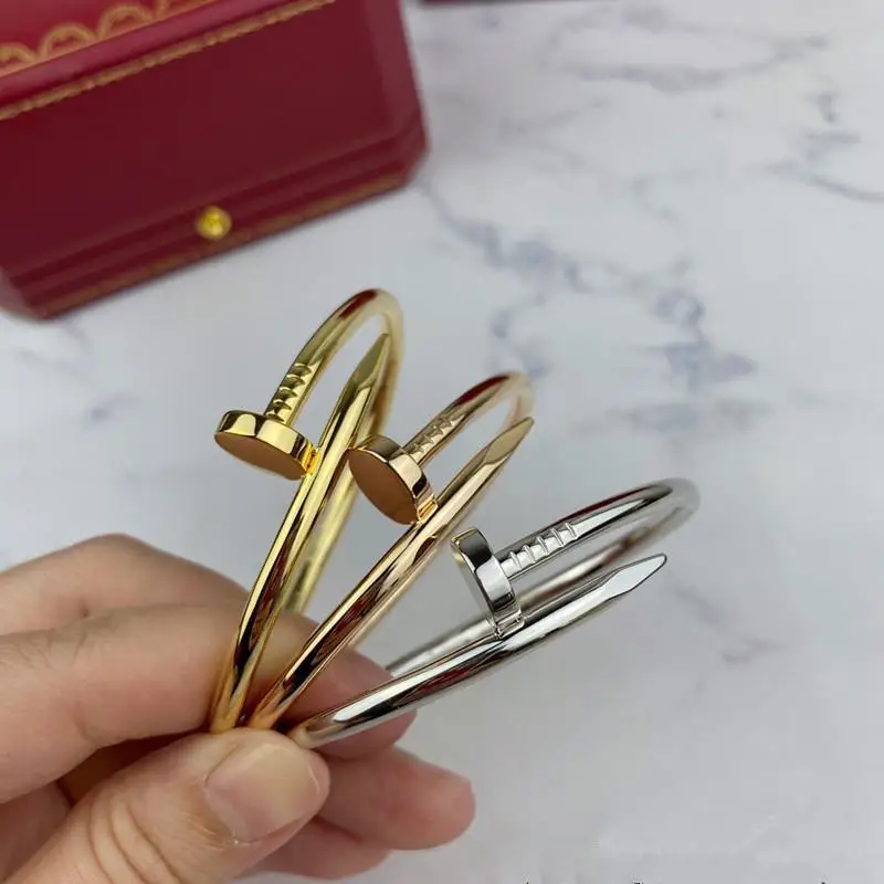 High Quality Designer Jewelry Bracelets Women Inlaid Diamond Stainless Steel Nail Bracelet Fashion Famous Brands