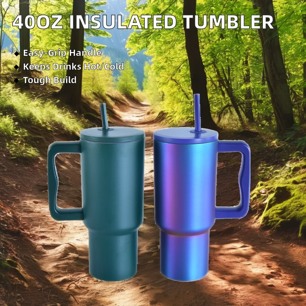 40 oz BPA-Free Leakproof Stainless Steel Travel Tumbler Black-Green Double Wall Insulated 40 oz Sports Gym Water Bottle
