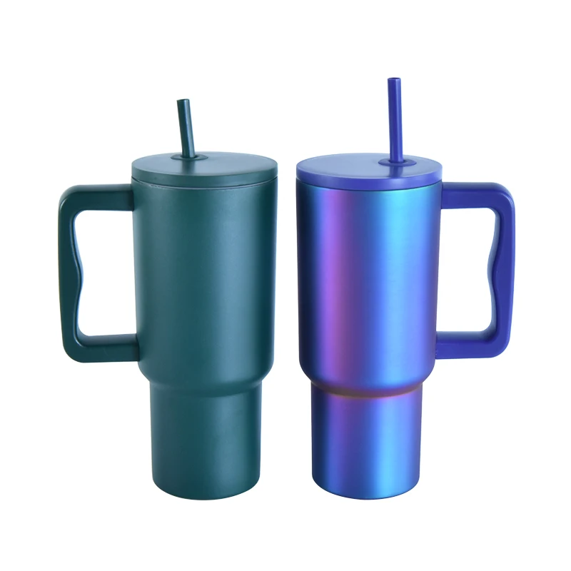 40 oz BPA-Free Leakproof Stainless Steel Travel Tumbler Black-Green Double Wall Insulated 40 oz Sports Gym Water Bottle