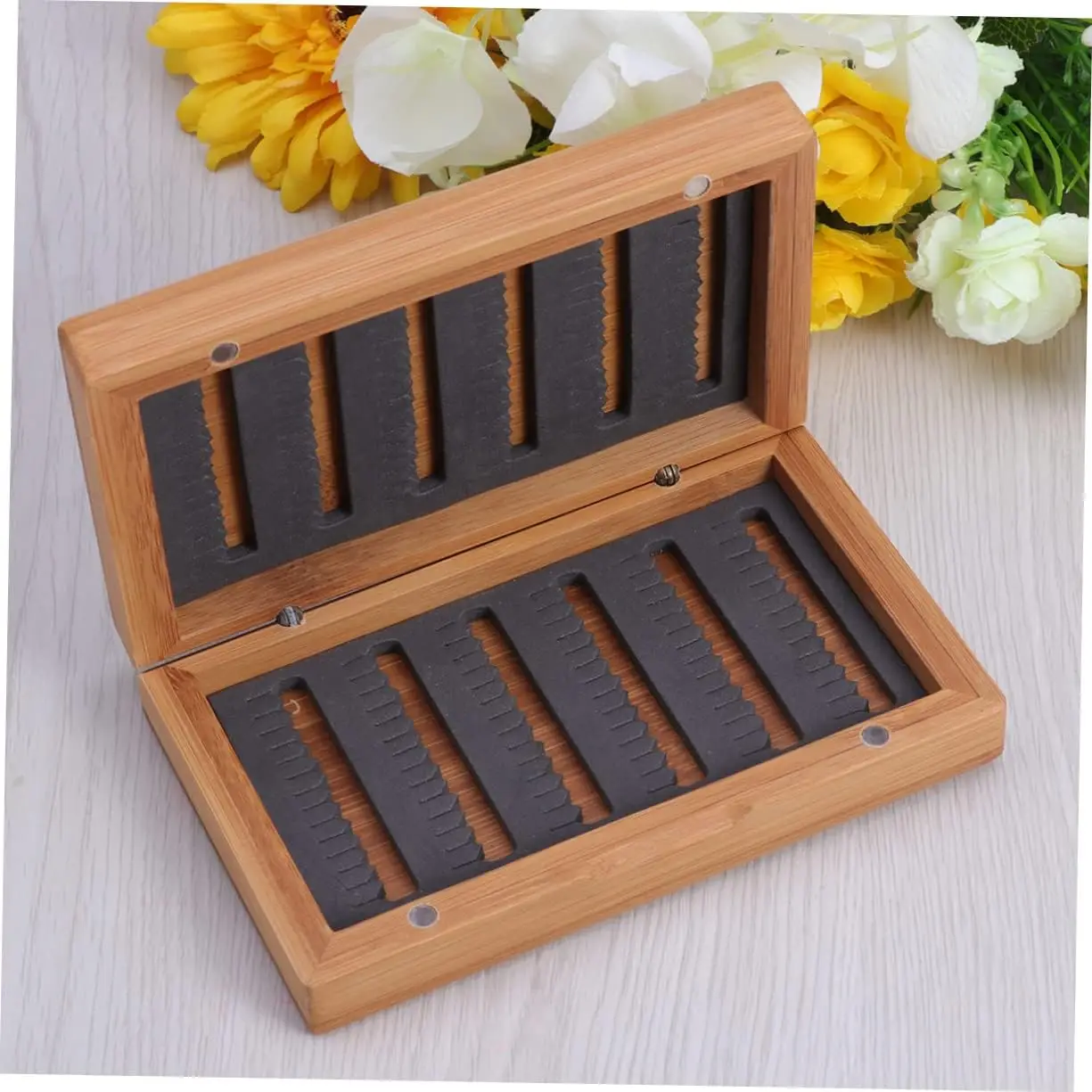 Handmade Premium Black Walnut Wooden fly box Foam insert burled wood fly fishing box and Classical Fishing Gear wood fly box