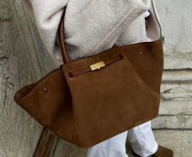 European and American Midi New York tote bag imitation deerskin velvet new large capacity portable underarm vegetable basket bag